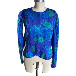 Adrianna Papell Button Up Silk Floral Jacket. Size 8